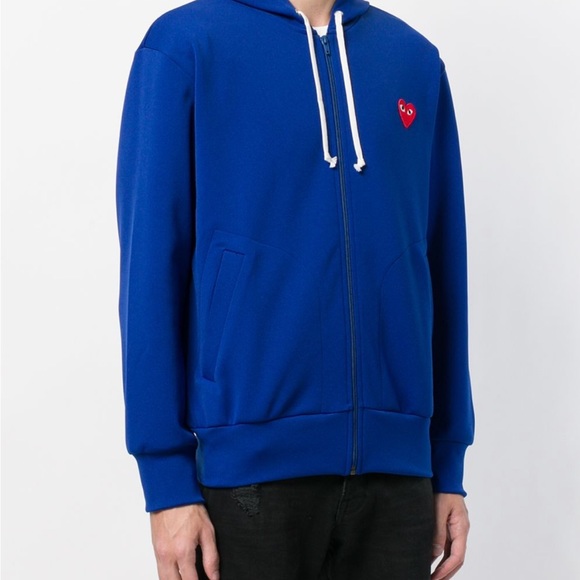 Comme Des Garçons CDG Play Blue Mens Zip Up Hoodie Size Large - Picture 2 of 12